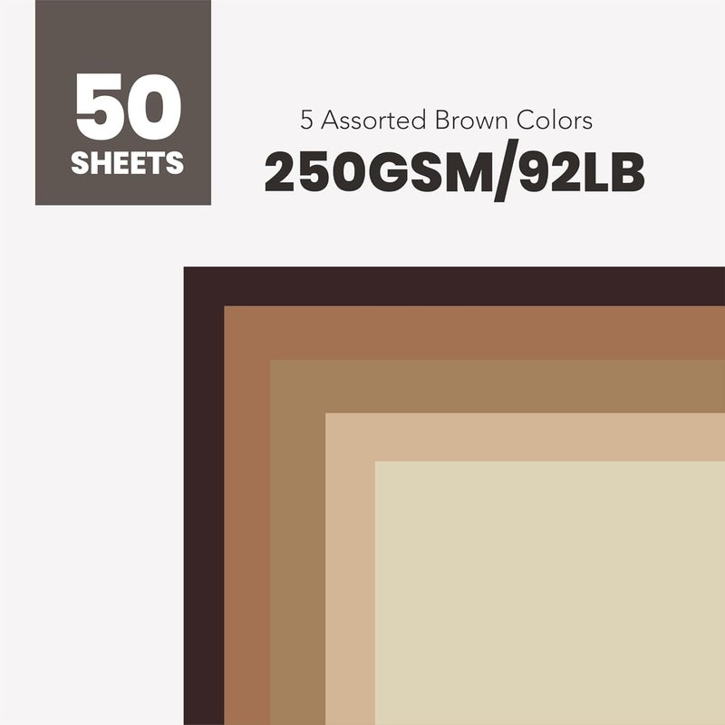 BearBoss Brown Cardstock Paper 8.5x11 50 Sheets, Heavyweight 92lb Cover for Crafts DIY Cards Making - Image 2